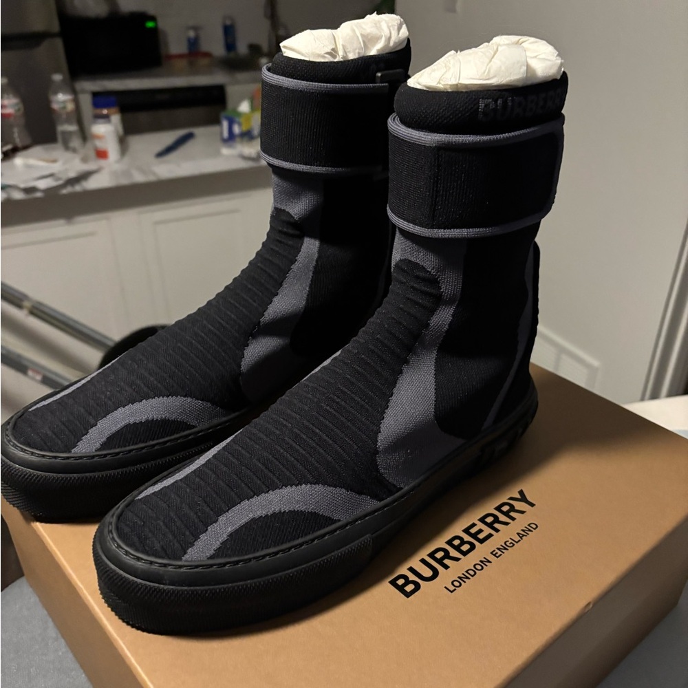 NWB Burberry black boot sneakers.
